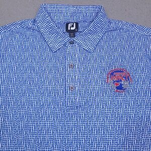 FootJoy Polo Shirt Mens XL Blue White Performance Golf Gods Love‎ John 15:12